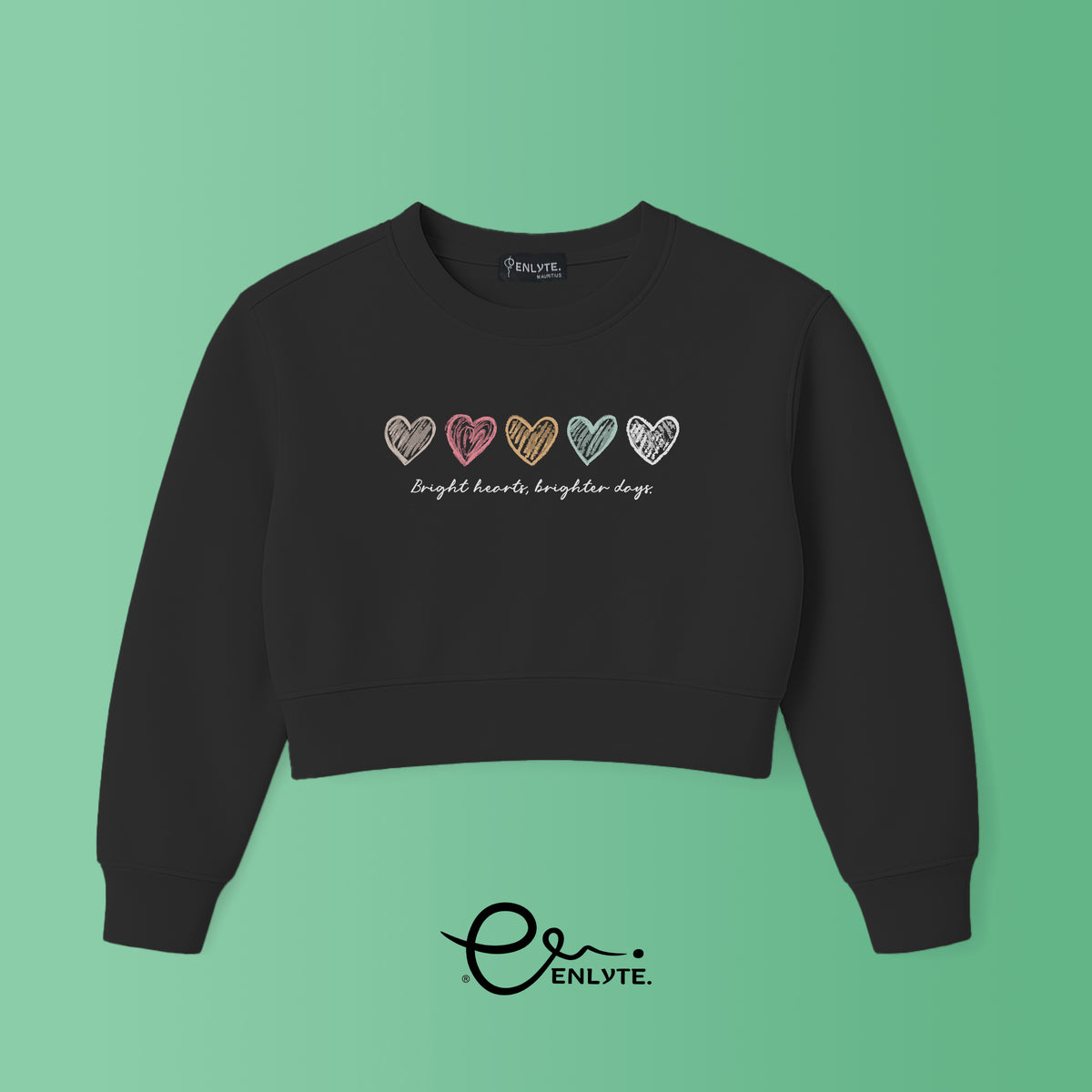 Crop Sweatshirt - Bright Hearts